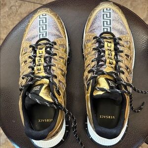 Versace Metallic Gold and Black Sneakers